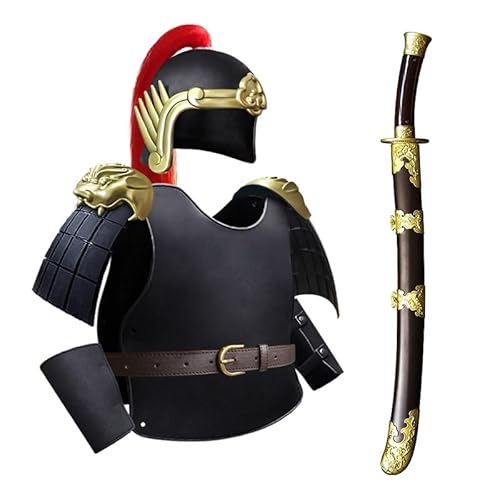 MZICXV Chinesisches Kaisergarde-Kostüm for, Kunststoffrüstung im Jinyiwei-Stil der Ming-Dynastie und Phönixflügelhelm, Krieger-Cosplay-Set for Jungen mit Schwert, Pfeil und Bogen(A) von MZICXV