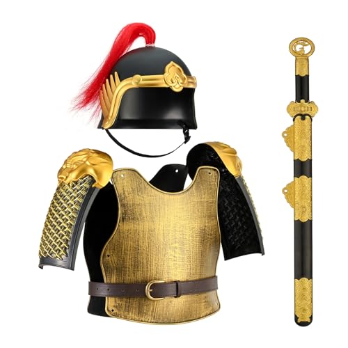 MZICXV Cosplay-Kostümset for aus der Tang-Dynastie als Krieger, tragbarer Phönixhelm und -rüstung, mit Tang-Breitschwertspielzeug und Köcher for Jungenkostüme und historische Nachstellungen(A) von MZICXV
