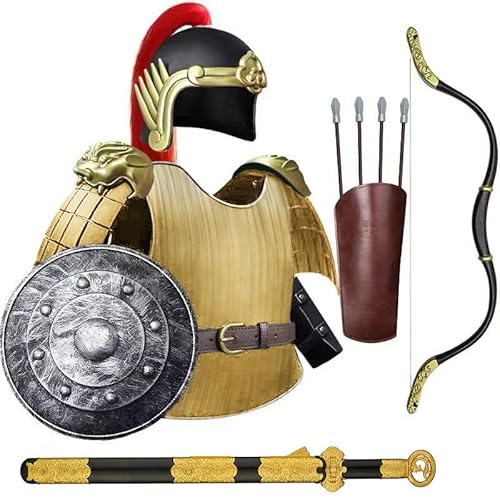 MZICXV Cosplay-Kostümset for aus der Tang-Dynastie als Krieger, tragbarer Phönixhelm und -rüstung, mit Tang-Breitschwertspielzeug und Köcher for Jungenkostüme und historische Nachstellungen(B) von MZICXV