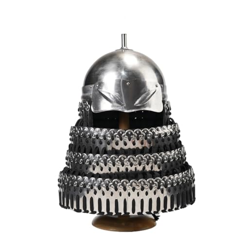 MZICXV Handgefertigter Helm „Tie Futu“ mit Federn aus der Jin-Dynastie | Replik einer historischen Rüstung aus Stahl for Ausstellen(A) von MZICXV
