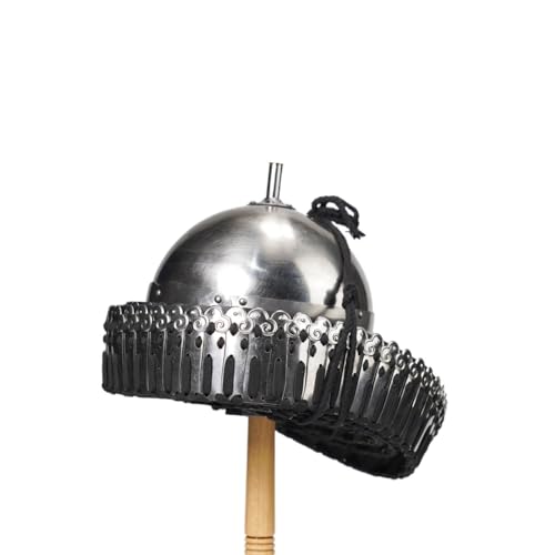 MZICXV Handgefertigter Helm „Tie Futu“ mit Federn aus der Jin-Dynastie | Replik einer historischen Rüstung aus Stahl for Ausstellen(B) von MZICXV