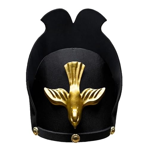 MZICXV Handmade Dynasty Heguan Hat | 's Cap with Plume | Wuguan Historical Costume Accessory(Black large size) von MZICXV
