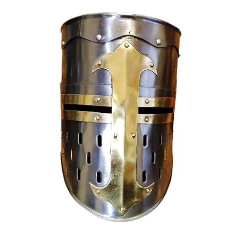 MZICXV Mittelalterlicher Kreuzritter-Großhelm – Tragbarer Ritter-Beckenhelm for Reenactment, LARP und historische Ausstellungen von MZICXV