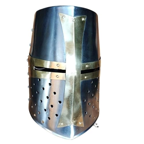 MZICXV Mittelalterlicher Ritterhelm, Kreuzritterhelm mit Messingkreuzplatte, tragbare Rüstung in voller Größe for & MZICXV Mittelalterlicher Ritterhelm, Kreuzritterhelm mit Messingkreuzplatte, tragbare Rüstung in voller Größe for & von MZICXV