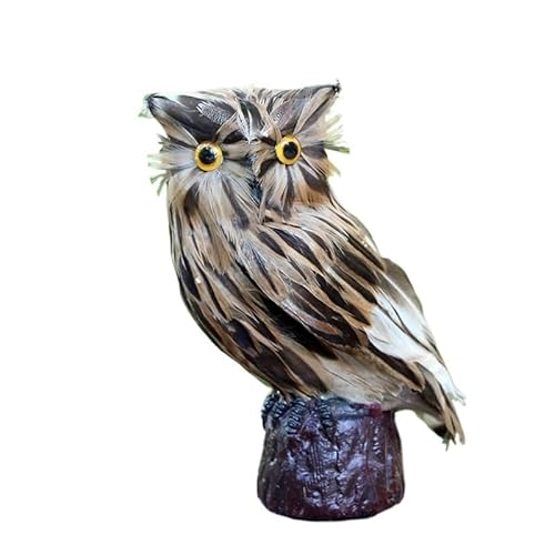 MZICXV Realistische Eulenfigur, Tierstatue aus Kunstfedern, leichte Heim- und Gartendekoration (Otus lettia)(C 18cm) von MZICXV