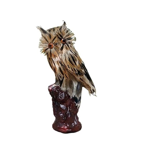 MZICXV Realistische Eulenfigur, Tierstatue aus Kunstfedern, leichte Heim- und Gartendekoration (Otus lettia)(D 26cm) von MZICXV