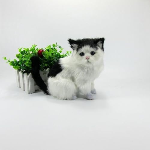 MZICXV Realistische sitzende Figur, lebensechtes Kätzchenmodell, Geschenk for Liebhaber(Black) von MZICXV