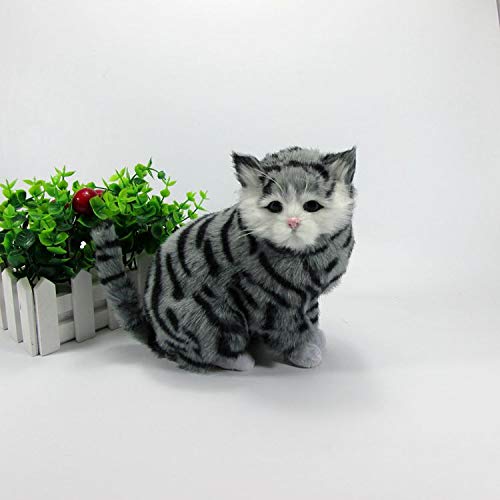 MZICXV Realistische sitzende Figur, lebensechtes Kätzchenmodell, Geschenk for Liebhaber(Grey) von MZICXV