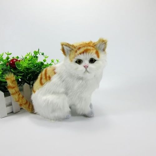 MZICXV Realistische sitzende Figur, lebensechtes Kätzchenmodell, Geschenk for Liebhaber(White) von MZICXV