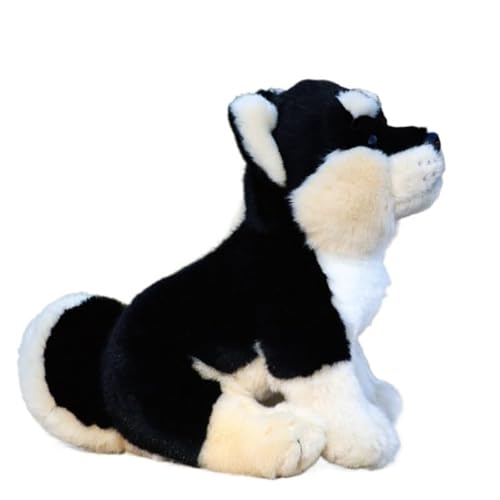 MZICXV Realistisches 25 cm großes Shiba Inu Plüschtier, weicher Stoffhund, Geburtstagsgeschenk(Black) von MZICXV