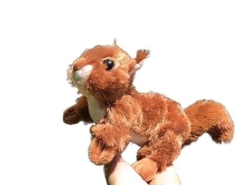 MZICXV Simulation Kleines Eichhörnchen Plüschtier Kleines Tier Plüschpuppe Weich Und Niedlich Rotes Eichhörnchen Früherziehung Geschenk Heimdekoration(Brass) von MZICXV