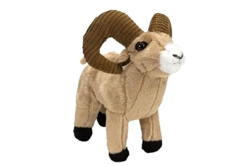 MZICXV Simulation PP Baumwolle Tier Bighorn Schafe Männliche Plüsch Puppe Weich Und Niedlich 's Früherziehung Geschenk Hause Dekoration(20CM) von MZICXV
