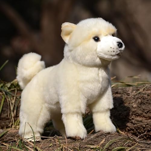 MZICXV Simulation Shiba Inu Puppe Plüschtier Niedlich Schwarz Weiß Shiba Inu Puppe Puppe Haustier Begleiter Geburtstagsgeschenk(White) von MZICXV