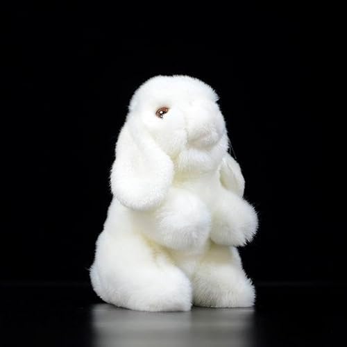 MZICXV Simulation Squat Lop Ear Rabbit Doll White Bunny Soft Doll Animal Plush Gift von MZICXV