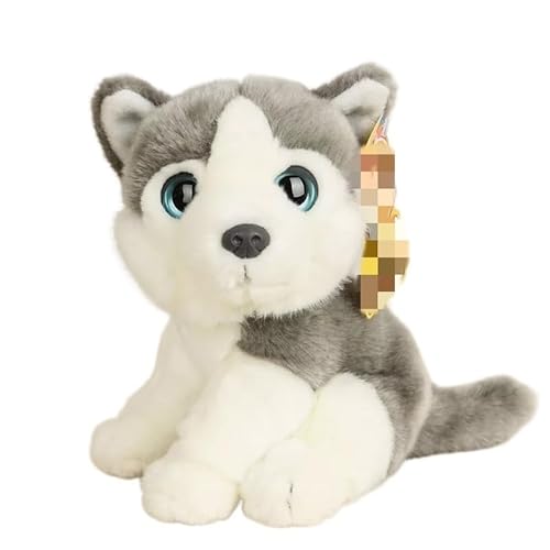 MZICXV Simulation Welpen-Plüschpuppe, Verschiedene Rassen, Welpen-Plüschspielzeug, weich und niedlich, Begleiter, Geschenk, Heimdekoration(Grey) von MZICXV
