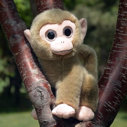 MZICXV Simulation niedliche Affenpuppe mit großen Augen, graubrauner AFFE, Plüschtier, Tierpuppe, goldene Affenpuppe, weiches und süßes Geschenk(Brass,20cm) von MZICXV