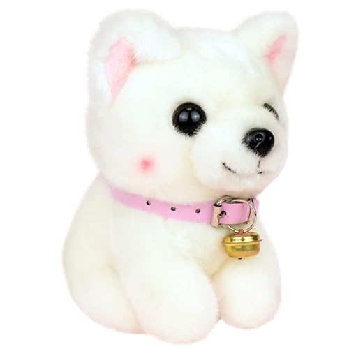 MZICXV Simulation niedlicher Hund Plüschtier weiße Shiba Inu Puppe Puppe weiches und süßes Stoffpuppengeschenk(Pink,28cm) von MZICXV