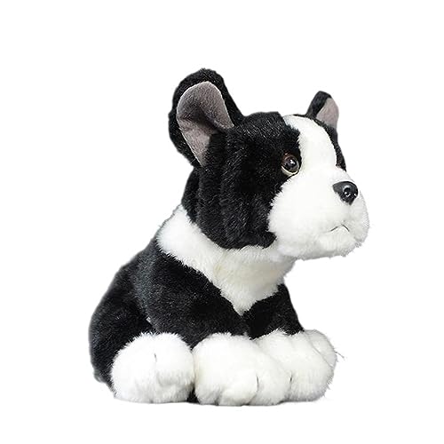 MZICXV Simulation niedlicher Kleiner schwarzer Bulldoggenhund, weiches Tier-Plüschtiermodell von MZICXV