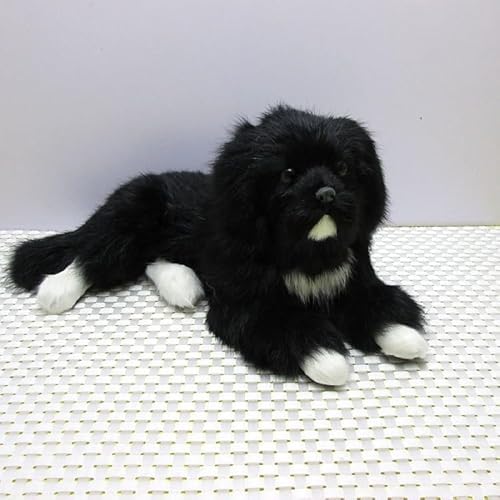 MZICXV Simulation niedlicher schwarzer Hund Plüschtier Tiermodell Haustiermodell Fensterhandwerk Kindergeschenk(Lying down) von MZICXV