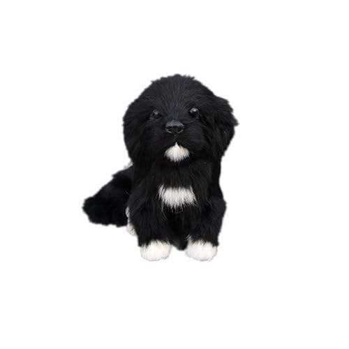 MZICXV Simulation niedlicher schwarzer Hund Plüschtier Tiermodell Haustiermodell Fensterhandwerk Kindergeschenk(Squatting Position) von MZICXV