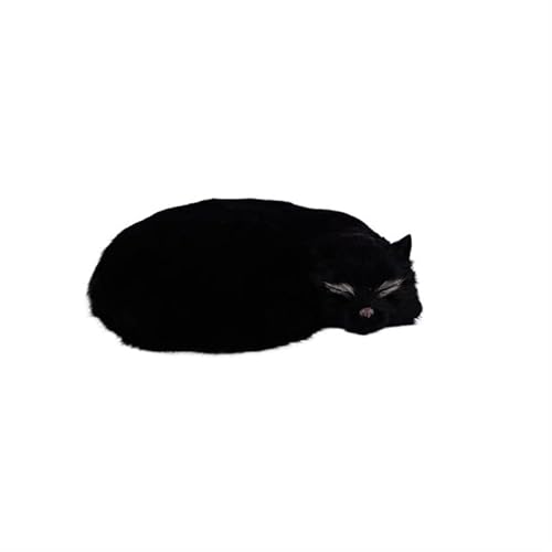 MZICXV Simulation süße Katze schlafende Katze Plüschtier Tier Heimtextilien Kindergeschenk(Black) von MZICXV