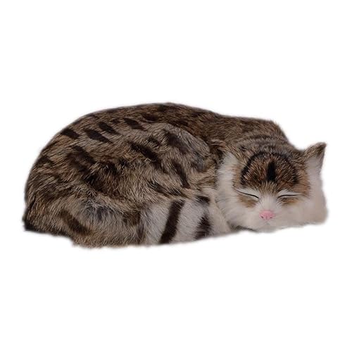MZICXV Simulation süße Katze schlafende Katze Plüschtier Tier Heimtextilien Kindergeschenk(Brown) von MZICXV