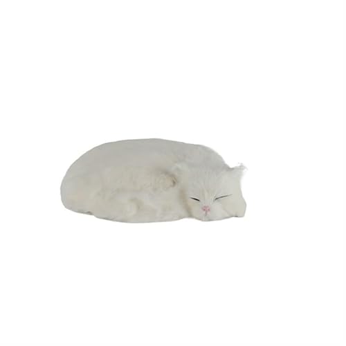 MZICXV Simulation süße Katze schlafende Katze Plüschtier Tier Heimtextilien Kindergeschenk(White) von MZICXV