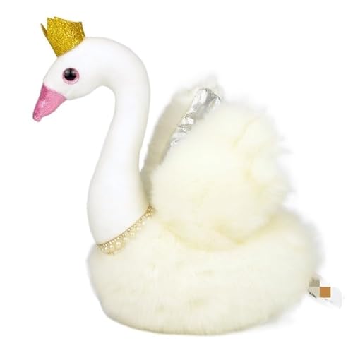 MZICXV Simulation süße Krone Schwan Puppe Plüschtier weiche und süße Stoffpuppe Schwan Paar Puppe (White) von MZICXV