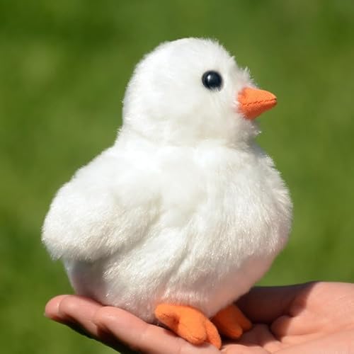 MZICXV Simulation süße kleine gelbe Huhn Plüsch Puppe Huhn Puppe Tier Huhn Spielzeug weich und niedlich 's Geburtstagsgeschenk(White) von MZICXV