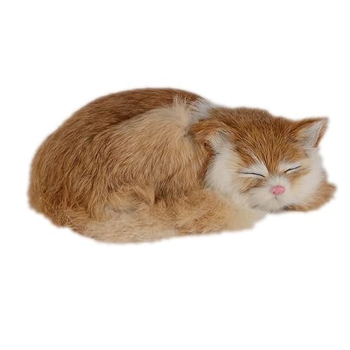 MZICXV Simulation süße schlafende Katze Plüschtier Tier Heimtextilien Begleiter Geschenk(Brass) von MZICXV