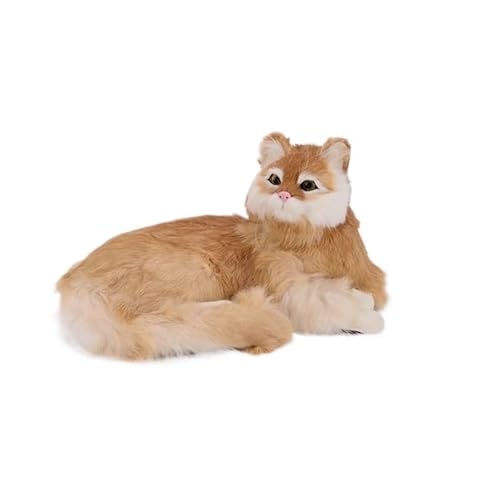 MZICXV Simulation süßes Kätzchen Heimdekoration Tiermodell Handwerk Plüschtier Kindergeschenk(Gold) von MZICXV