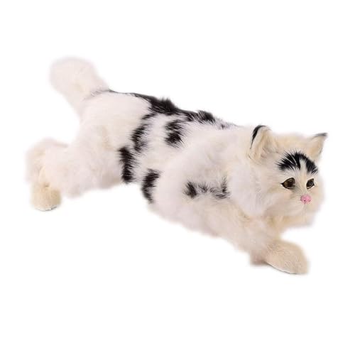 MZICXV Simulation süßes Kätzchen Plüschspielzeug Tier Heimtextilien Kunsthandwerk Kindergeschenke(White) von MZICXV