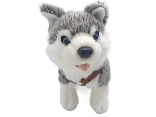 MZICXV Simulation super süßes Husky-Plüschtier, Tierwelpen-Plüschpuppe, weich und niedlich, Geschenk for die frühe Bildung, Heimdekoration(Silver) von MZICXV