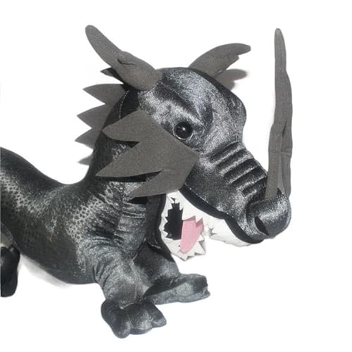 MZICXV Simulierte Drachen-Plüschpuppe, schwarzer Drache, roter Drache, brauner Drache, Plüschpuppe, weich und niedlich, Geschenk, Heimdekoration(Black) von MZICXV