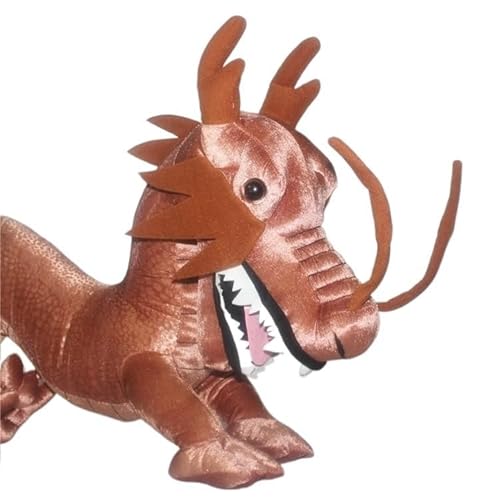 MZICXV Simulierte Drachen-Plüschpuppe, schwarzer Drache, roter Drache, brauner Drache, Plüschpuppe, weich und niedlich, Geschenk, Heimdekoration(Brown) von MZICXV