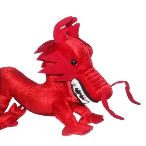 MZICXV Simulierte Drachen-Plüschpuppe, schwarzer Drache, roter Drache, brauner Drache, Plüschpuppe, weich und niedlich, Geschenk, Heimdekoration(Red) von MZICXV