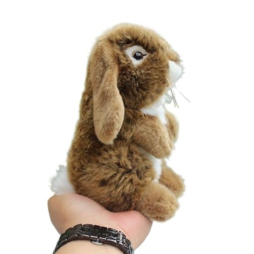 MZICXV Simulierte Lop-Kaninchen-Plüschpuppe, Tierkaninchen-Plüschtier, weiches und niedliches Begleitgeschenk, Heimdekoration(Brown) von MZICXV