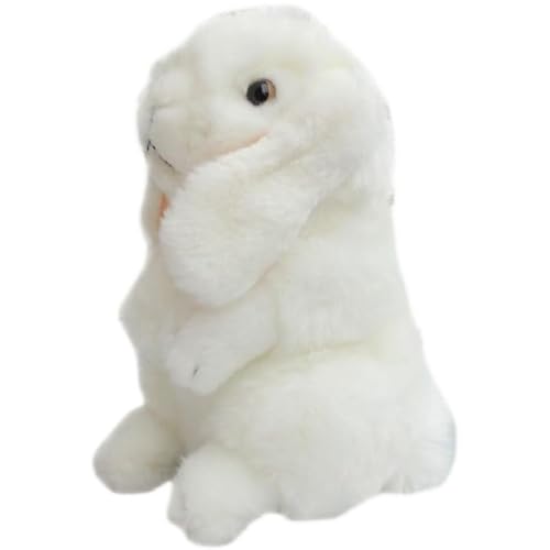 MZICXV Simulierte Lop-Kaninchen-Plüschpuppe, Tierkaninchen-Plüschtier, weiches und niedliches Begleitgeschenk, Heimdekoration(White) von MZICXV