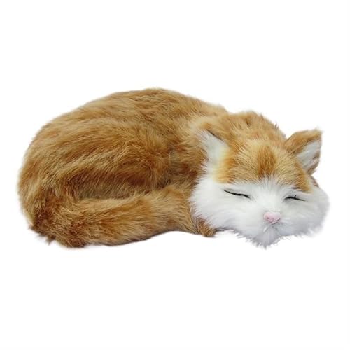 MZICXV Simulierte niedliche Katzenornamente, schlafende Katzenplüschtiere, kreatives Kunsthandwerk, Heimdekorationen, Kindergeschenke(Gold) von MZICXV