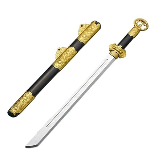 MZICXV Spielzeugschwert im Stil der Tang-Dynastie for, 66 cm langes chinesisches Breitschwert mit goldener Scheide und Gürtel, sicheres Requisit aus PU-Kunststoff for(A) von MZICXV