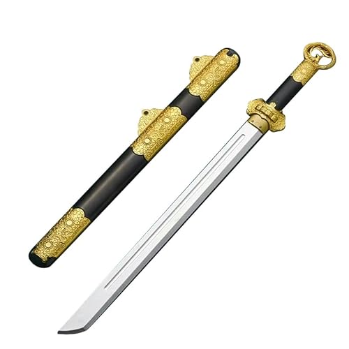 MZICXV Spielzeugschwert im Stil der Tang-Dynastie for, 66 cm langes chinesisches Breitschwert mit goldener Scheide und Gürtel, sicheres Requisit aus PU-Kunststoff for(D) von MZICXV