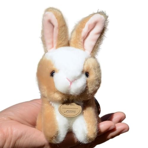 MZICXV Super süße kleine Kaninchen-Plüschtier-Puppe, kleines weißes Kaninchen, Anhänger, Tasche, Schlüsselanhänger, Puppe, weiches und süßes Puppen-Geschenk(Brass) von MZICXV
