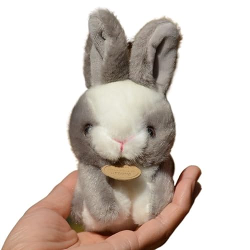 MZICXV Super süße kleine Kaninchen-Plüschtier-Puppe, kleines weißes Kaninchen, Anhänger, Tasche, Schlüsselanhänger, Puppe, weiches und süßes Puppen-Geschenk(Grey) von MZICXV