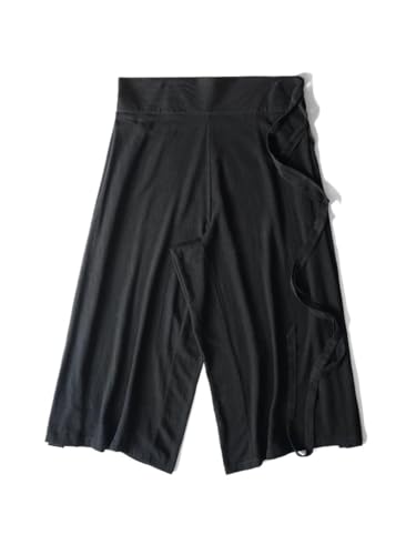Mittelalterliche Unterhosen, Hanfu-Rockhose aus Tencel-Mischgewebe, Hakama mit weitem Bein for Männer und Frauen, weiche, lockere Freizeithose for Kung Fu Tai Chi-Bühnenauftritte(M) von MZICXV
