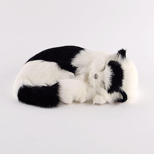 Simulation Nette Katze Schlafende Katze Plüsch Spielzeug Hause Auto Dekoration Tier Modell Geschenk(Black) von MZICXV