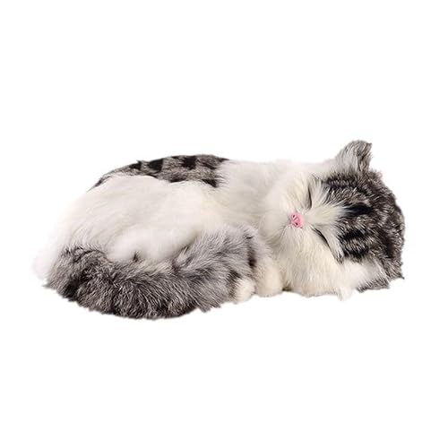 Simulation Nette Katze Schlafende Katze Plüsch Spielzeug Hause Auto Dekoration Tier Modell Geschenk(Grey) von MZICXV