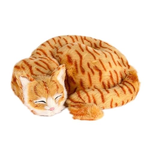 Simulation Nette Schlafende Katze Dekoration Tier Modell Handwerk Puppe Puppe Einfache Desktop Dekoration Geschenk der(Orange) von MZICXV