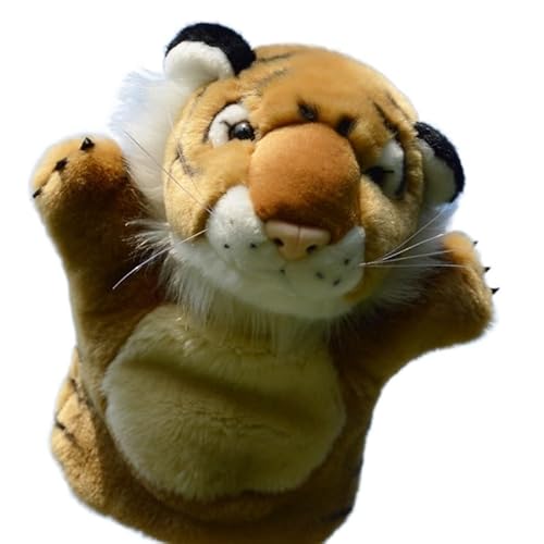 Simulation Nette Tiger Handpuppe Plüsch Spielzeug Weiß Sternzeichen Tiger Puppe Puppe Eltern-Komfort Puppe Bauchredner Geschenk(Brass) von MZICXV