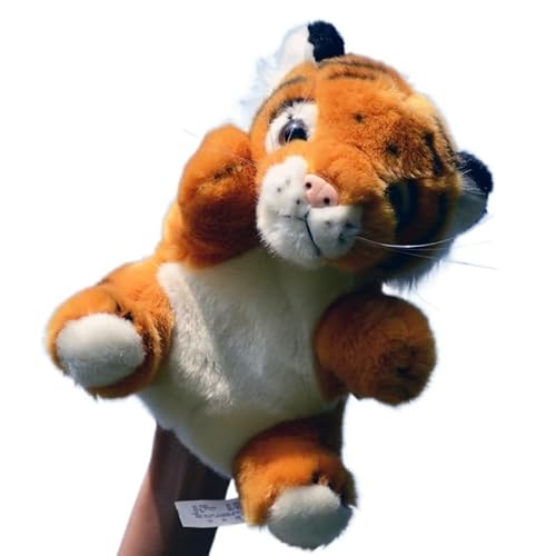 Simulation süße Tiger Handpuppe Plüschtier weiße Tiger Puppe Komfort Geschenk Bauchredner Puppe Sternzeichen Tiger Geschenk(Orange) von MZICXV