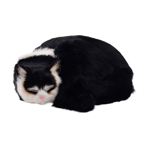Simulation süße schlafende Katze Plüschtier Tier Kätzchen Modell Geschenk Heimtextilien Begleiter Geschenk(Black) von MZICXV
